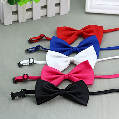 Cute Solid Color Adjustable Cat Bowtie Pet Dog Collar Bowknot Necktie Bow Tie