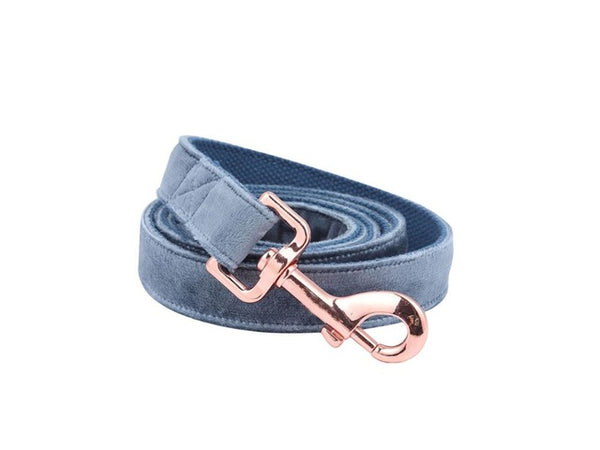 Unique Style Paws Christmas Dog Collar and Leash Set Designer Blue Velvet Adjustable Dog Collars for Big Dog