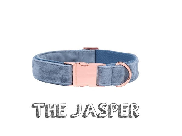 Unique Style Paws Christmas Dog Collar and Leash Set Designer Blue Velvet Adjustable Dog Collars for Big Dog
