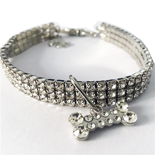 Exquisite Bling Crystal Dog Collar Diamond Puppy Pet Shiny Full Rhinestone Necklace Collar Collars for Pet Little Dogs Supplies